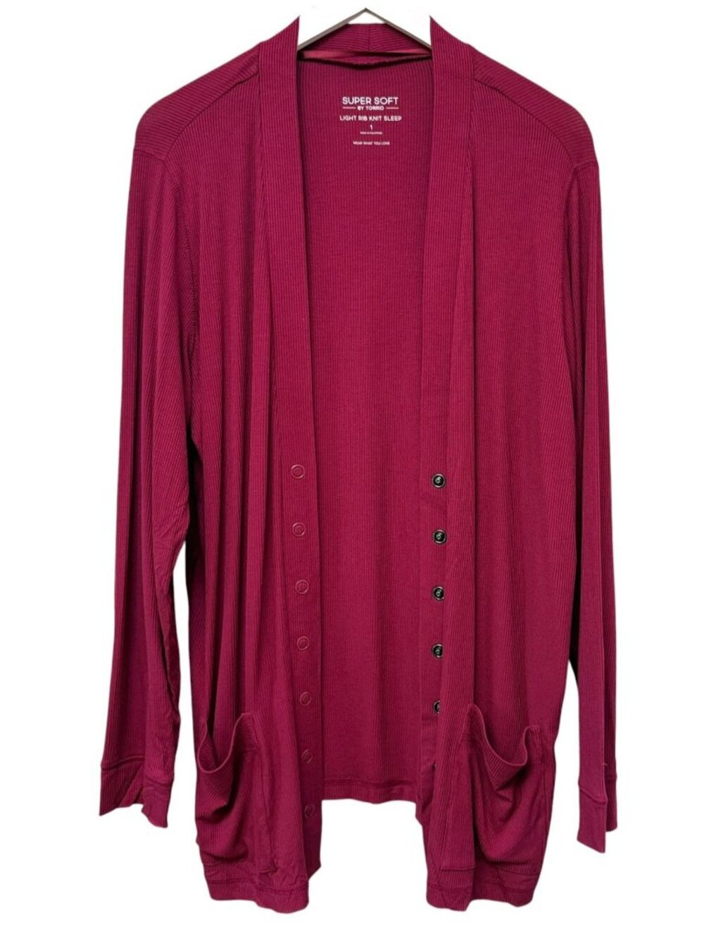 TORRID Pink Rib Knit Lounge Cardigan Plus Size 1X Womens Super Soft Top